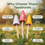 3 Pack Tinkling Toadstools Ceramic Mushrooms for Garden Decor