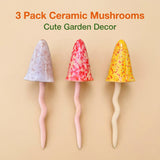 3 Pack Tinkling Toadstools Ceramic Mushrooms for Garden Decor