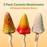 3 Pack Tinkling Toadstools Ceramic Mushrooms for Garden Decor