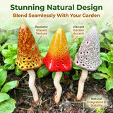 3 Pack Tinkling Toadstools Ceramic Mushrooms for Garden Decor