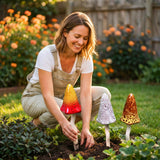 3 Pack Tinkling Toadstools Ceramic Mushrooms for Garden Decor