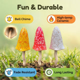 3 Pack Tinkling Toadstools Ceramic Mushrooms for Garden Decor