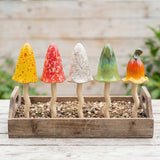 3 Pack Tinkling Toadstools Ceramic Mushrooms for Garden Decor