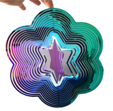 3D Wind Spinner 3D Animation Metal Wind Spinner Metal Wind Chimes Metal Art Geometric Pattern Hanging Wind Spinner Indoor or Outdoor Decor