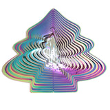 Christmas Tree Wind Spinner Ornaments 3D Colorful Creative Rotating Pendants Wind Chimes