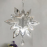 Stainless steel Christmas-themed snowflake wind turn wind bell