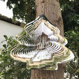 Christmas Tree Wind Spinner Ornaments 3D Colorful Creative Rotating Pendants Wind Chimes